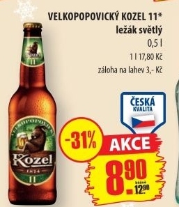 Pivo svetly lezak 11 medium velkopopovicky kozel