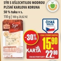 Syr s modrou plisni karlova koruna