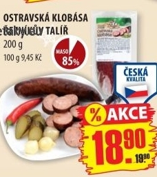 Klobasa ostravska reznikuv talir