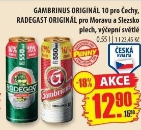 Pivo svetle vycepni original 10 gambrinus