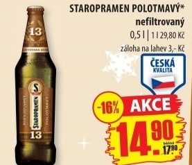 Pivo nefiltrovane polotmave staropramen