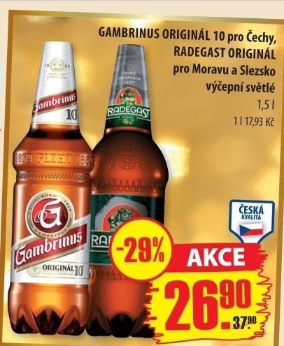 Pivo svetle vycepni original 10 gambrinus
