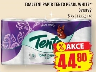 Toaletni papir 3vrstvy pearl white tento