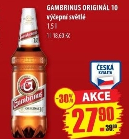 Pivo svetle vycepni original 10 gambrinus