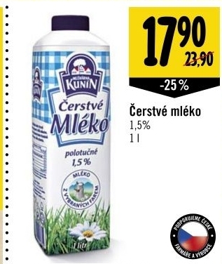 Mleko cerstve kunin 1 5 polotucne