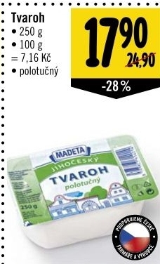 Tvaroh polotucny jihocesky madeta