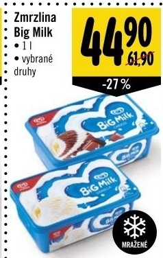 Zmrzlina ve vanicce big milk algida