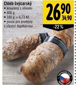 Chleb svycarsky krouceny s olivami