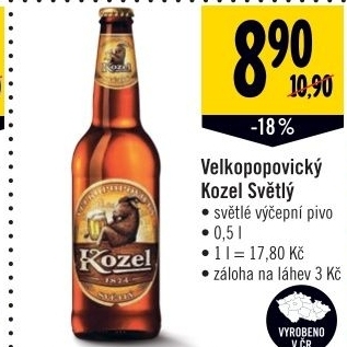 Pivo svetle vycepni 10 velkopopovicky kozel