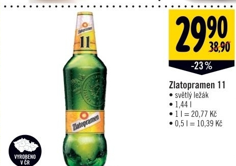 Pivo svetly lezak 11 zlatopramen
