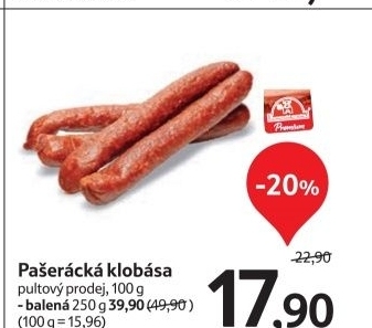 Klobasa paseracka sumavske uzeniny