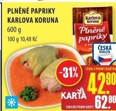 Papriky plnene mrazene karlova koruna