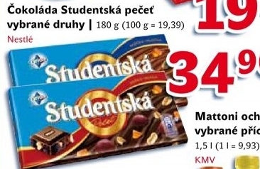 Cokolada studentska pecet orion