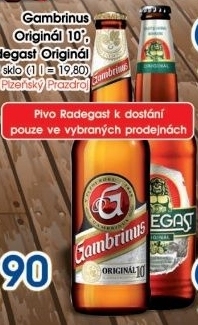Pivo svetle vycepni original 10 gambrinus