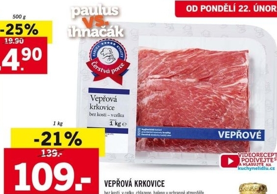 Krkovice veprova bez kosti cerstva porce