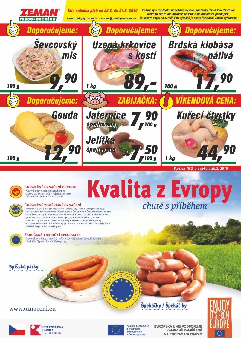 Objevte akční slevy v Zeman masouzeniny od 22.2.