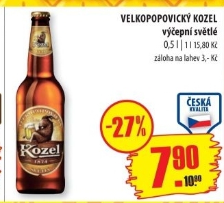 Pivo světlé výčepní 10°Velkopopovický Kozel