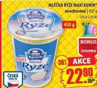 Mléčná rýže maxi Kunín