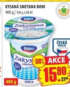 Smetana zakysaná Boni 18%