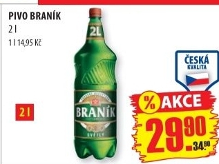 Pivo světlé výčepní 10° Braník