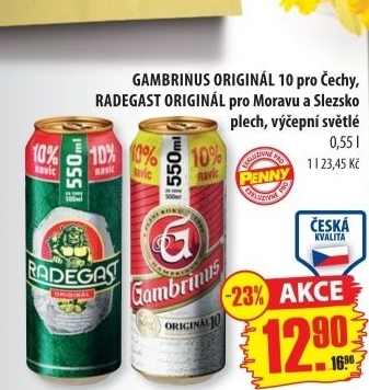 Pivo světlé výčepní Originál 10° Gambrinus
