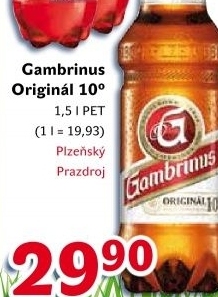 Pivo světlé výčepní Originál 10° Gambrinus