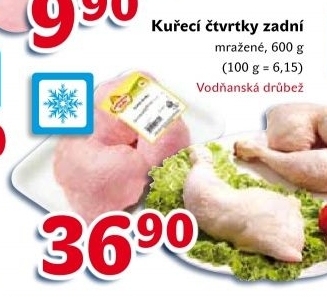 Čtvrtky kuřecí zadní mražené Vodňanské kuře