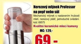 Mlýnek Professor PS729 na pepř/sůl manuální, nerez