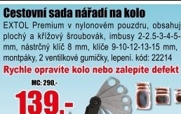 Sada nářadí na kolo Extol Premium vč. pouzdra