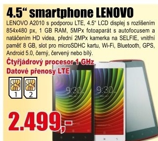 Telefon LENOVO A2010 LTE Black