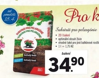 Substrát pro muškáty a jiné balkonové rostliny