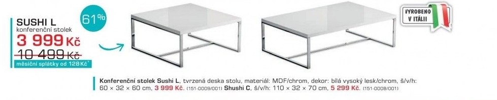 Sushi-C - Konferenční stolek (bílá, chrom)