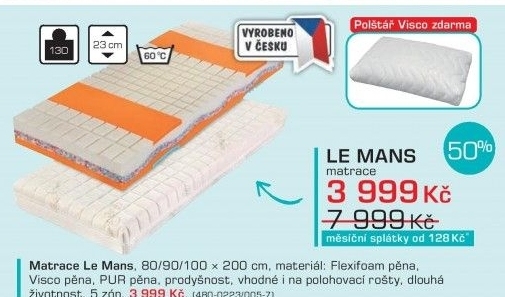 Le Mans - Matrace, polštář Bulíček maxi (200x90x23cm, Cashmere)