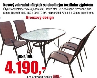 Nábytek zahradní set Nerang, kovový, bronz design