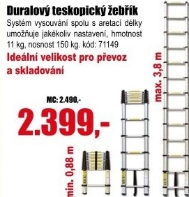 Žebřík teleskopický G21 GA-TZ13-3,8m