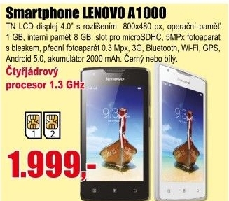 Telefon LENOVO A1000 Black