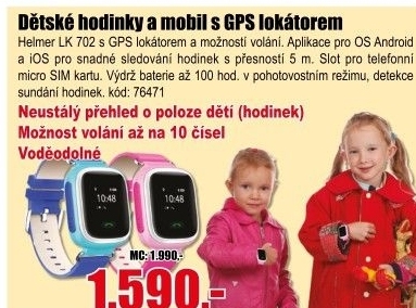 Hodinky Helmer LK 702 modré s lokátorem