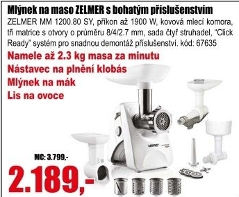 Mlýnek na maso ZELMER MM 1200.80 SY (ZMM1208S)