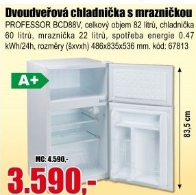 Chladnička s mrazničkou Professor BCD88V A+