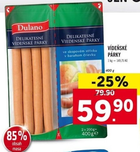 Párky delikatesní vídeňské Dulano