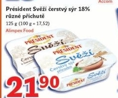 Svěží čerstvý sýr Président