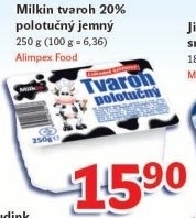 Tvaroh polotučný jemný Milkin