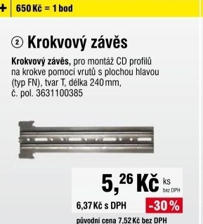 Ocelový krokvový závěs 240mm tvar T