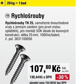 Rychlořezný šroub TN 25 - profi 1000ks/bal