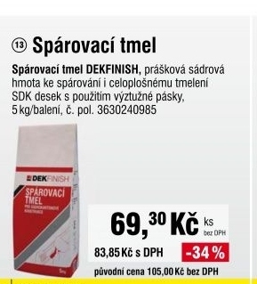 Spárovací tmel DEKFINISH na sádrokartonové desky 5kg
