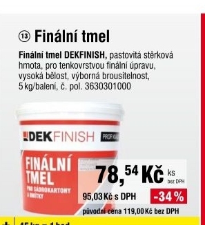 Finální sádrokartonový tmel DEKFINISH (5kg/bal) - DEK stavebniny akcniletaky.com