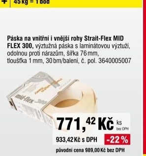 Výztužná páska Strait-Flex MID FLEX300 do vnitřních i vnějších rohů sádrokartonu, 30m/role