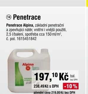 Akrylátová penetrace pod barvy a tenkovrstvé omítky, vnější i vnitřní 2,5lt