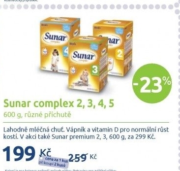 Kojenecké mléko Sunar Complex