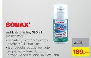 Antibakteriální čistič klimatizace Sonax, 150 ml